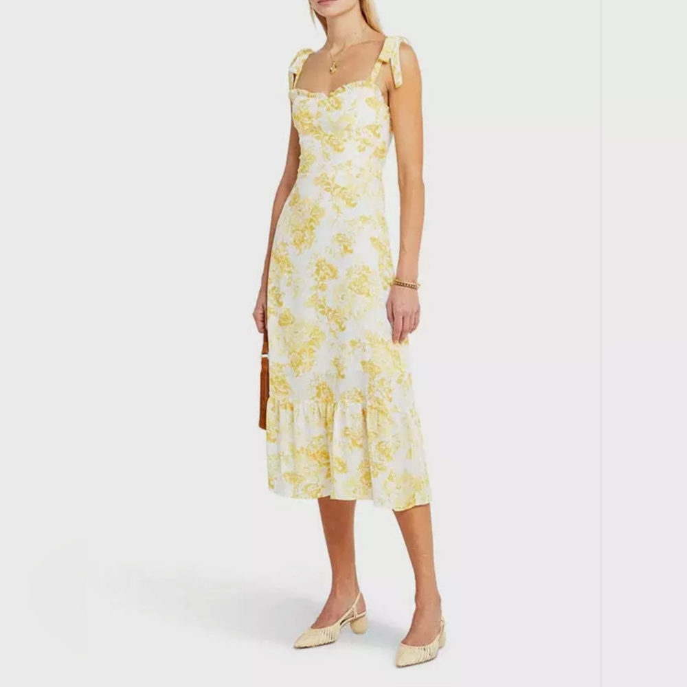 Bloomingdale's Aqua Toile De Jouy Floral Midi Dress